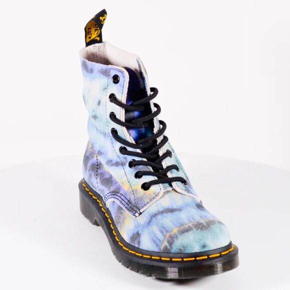 NWT Dr. Martens 1460 Pascal Blue Tie Dye Leather Women's Boots Size 6 27242 - Picture 1 of 16
